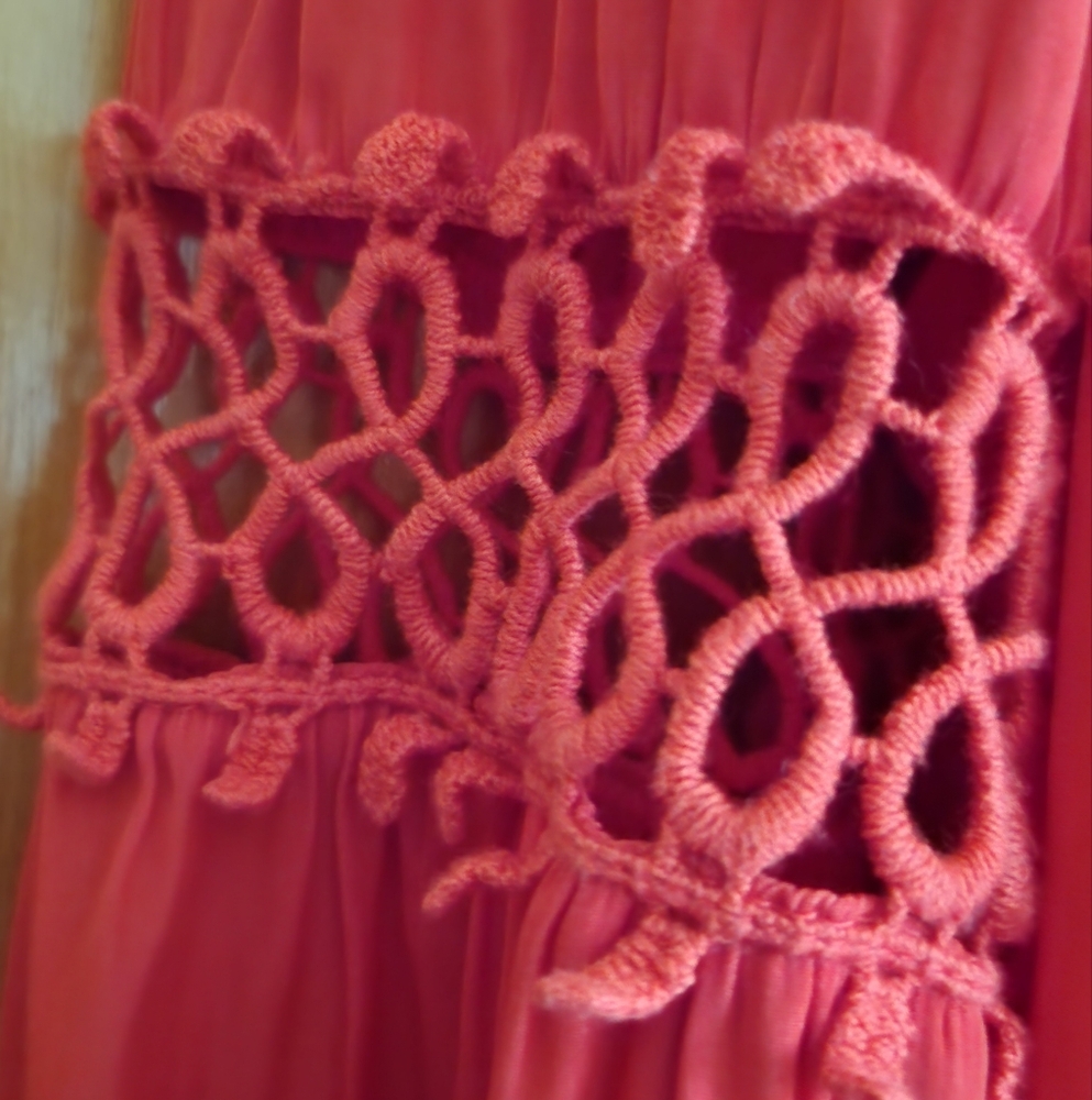 Chico's Crochet Details Off The Shoulder Red Top - Picture 9 of 15
